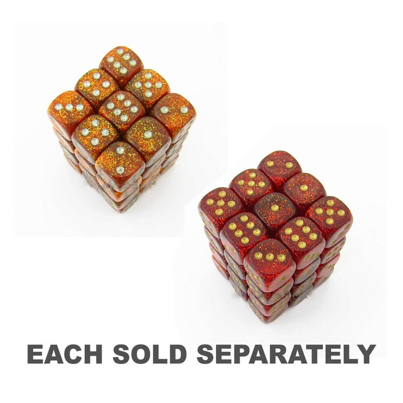 D6 Dice paillettes 12 mm (36 ds)